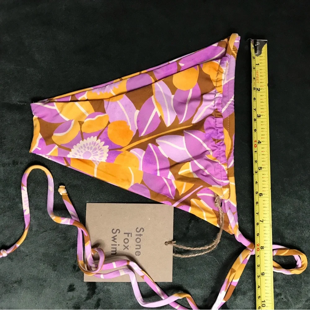 Stone Fox Swim Swimsuit Retro Bloom Print Rico Bikini Top & River Bottom Size XS - Picture 13 of 16